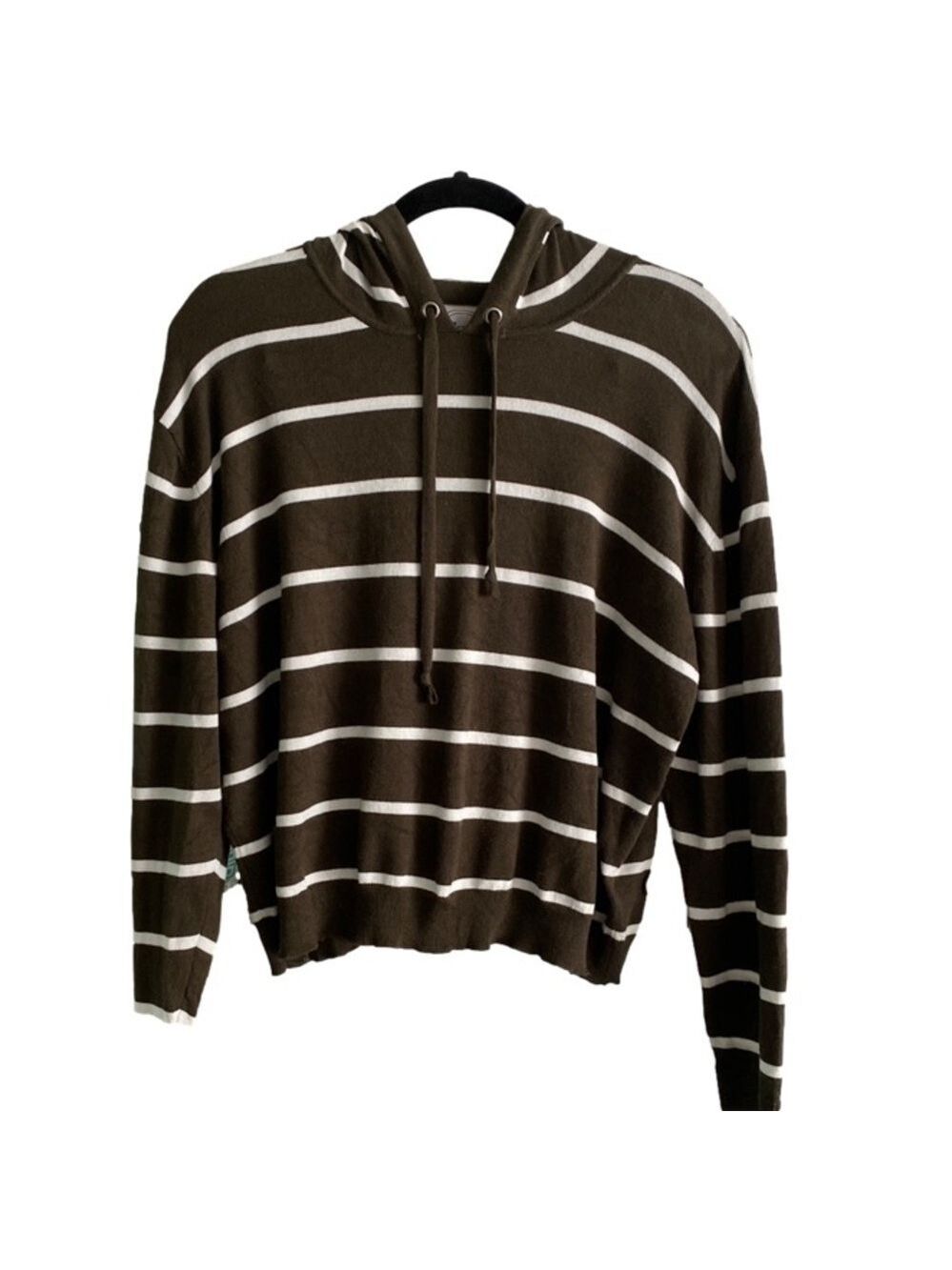 THE Slope Pullover Hooded Sweater Army Green and White Stripes XL